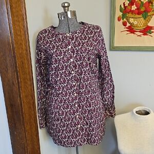 Duluth Purple Floral Cotton Button Down Long Shirt